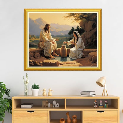 DMCVIVR Stamped Cross Stitch Kits for Beginners Adults Needlepoint Kits for Beginners Embroidery Kits for Adults Crossstitch Kit for Beginners 11CT-Jesuit Women 16x20 inch