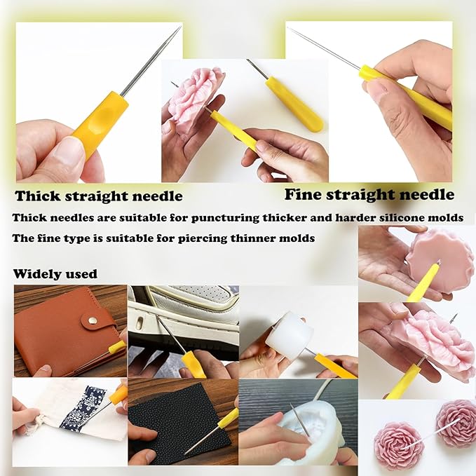 18PCS Candle Punch Tool Professional Candle Wick Needle for Silicone Molds and Candles,Hook Punch Needle Wick for Molds,Candle Making Supplies for Beginner