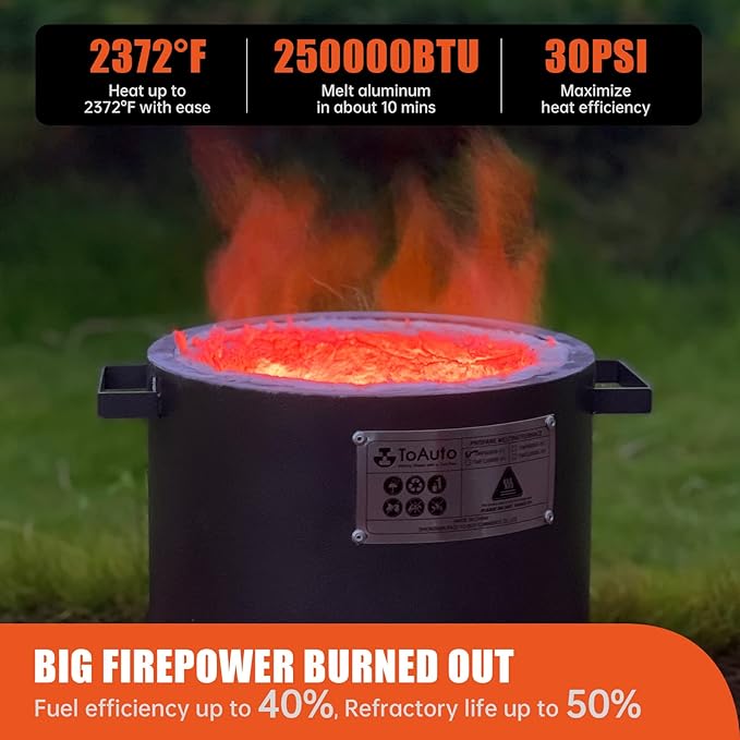 TOAUTO 6KG Propane Melting Furnace Kit TMF6000B-V3 Propane Foundry Home Kiln Casting Tool for Smelting Casting Gold Silver Copper Scrap Metal Recycle Aluminum