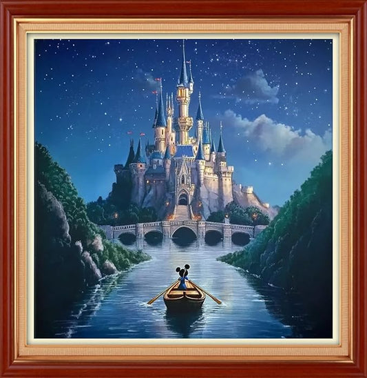 Foxhool Stamped Cross Stitch Kits,11CT Printed Cross Stitch Pattern Full Embroidery Kits for Beginner Needlepoint Kits&Castle Adventure 18x18 inch