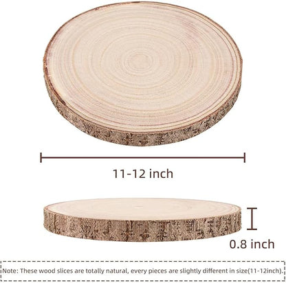 Maputune 8 Pcs 11-12 in Large Unfinished Wood Slices for Centerpieces, Natural Rustic Wooden Plate for DIY Craft, Round Wood Chips for Signage Painting Wedding Party Christmas Decor