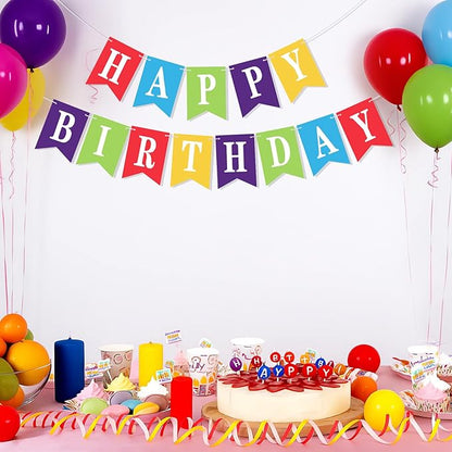 Mooliwe 171 Pcs DIY Custom Banner Kit Make Your Own Customizable Sign for Birthday Wedding Party Decoration Include 20 Paper Pennant 148 Letters and Numbers 1 Rope 2 Threading Device(Rainbow)