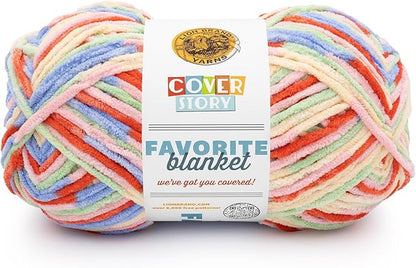 Lion Brand Yarn, Cover Story Favorite Blanket Yarn for Knitting and Crochet, 223 Yards, Macarons, 1 Pack