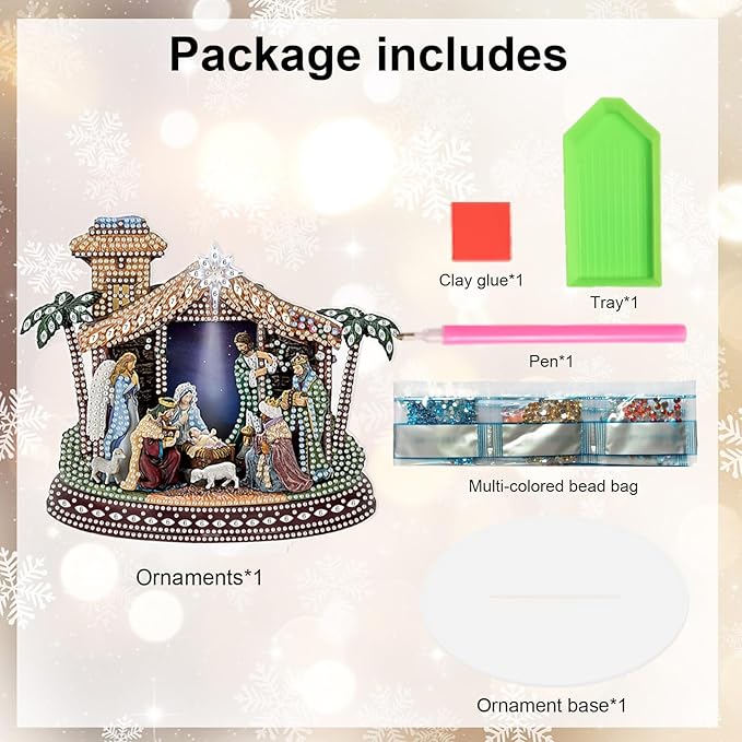 Tontut Diamond Painting Desktop Decorations for Religious Family Gatherings 5D DIY Special Diamond Art Decoration Set for Adults, Office Desktop or Christmas Holiday Display Crafts