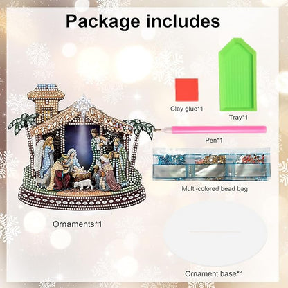Tontut Diamond Painting Desktop Decorations for Religious Family Gatherings 5D DIY Special Diamond Art Decoration Set for Adults, Office Desktop or Christmas Holiday Display Crafts