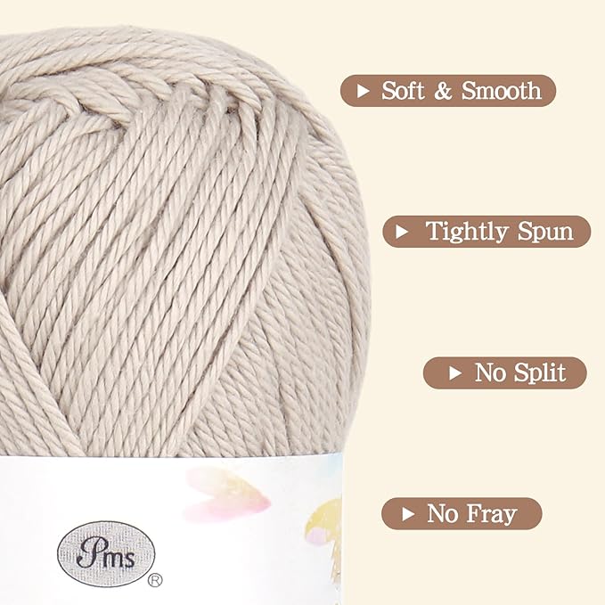 Katech 100 Percent Cotton Yarn for Crocheting & Knitting–12-Color of 137 Yards/1.76 oz Baby Cotton Yarn Sport Weight CYC #2-Soft & Breathable-Ideal for Dishcloths, Baby Clothes, Potholders & Crafts(C)