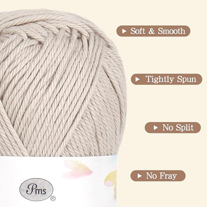 Katech 100 Percent Cotton Yarn for Crocheting & Knitting–12-Color of 137 Yards/1.76 oz Baby Cotton Yarn Sport Weight CYC #2-Soft & Breathable-Ideal for Dishcloths, Baby Clothes, Potholders & Crafts(C)