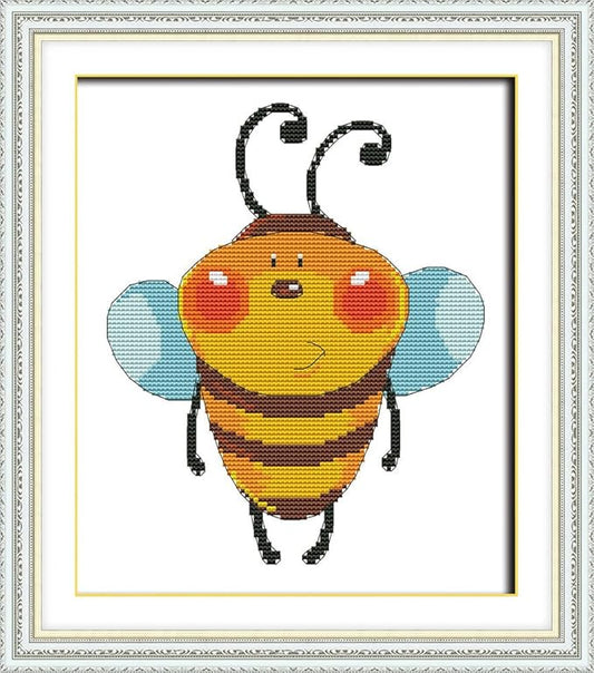 Funcrostitch Counted Cross Stitch Kits for Beginners,14ct Unprinted Pattern Embroidery Kit Dmc Cotton Threads Needleworks for Adults-A Lovely Bee 9"X11"