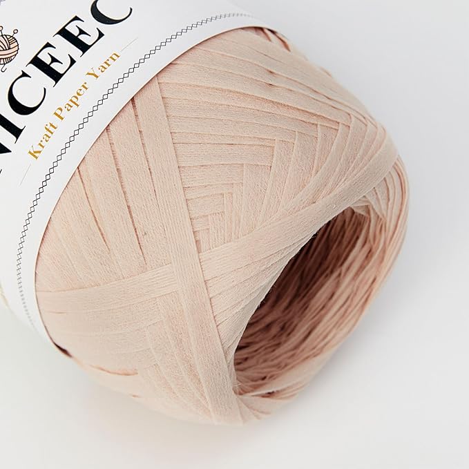 NICEEC 3 Packs Kraft Paper Yarn- Soft Raffia Ribbon Yarn for Crocheting & Knitting, Polyester, DIY Weaving - Total 474yds, 5.3oz - Pink Series