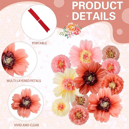 Crowye 24 Pcs Large Colorful Tissue Paper Flowers Decorations 20" Giant Fiesta Craft Crepe Paper Flowers for Wall Decor Backdrop Mexican Wedding Birthday Carnival Party (Vintage Color)
