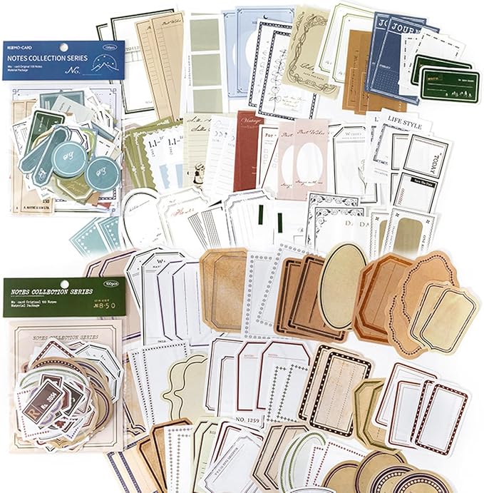 SIBLYMONA 200Pcs Vintage Memo Material Pack Memo Collection Series for Scrapbooking, Junk Journal Supplies DIY Art Crafts Bullet Journal Diary Album Planne (Multicolor)
