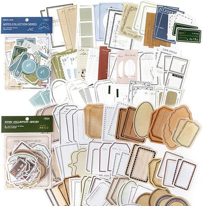 SIBLYMONA 200Pcs Vintage Memo Material Pack Memo Collection Series for Scrapbooking, Junk Journal Supplies DIY Art Crafts Bullet Journal Diary Album Planne (Multicolor)