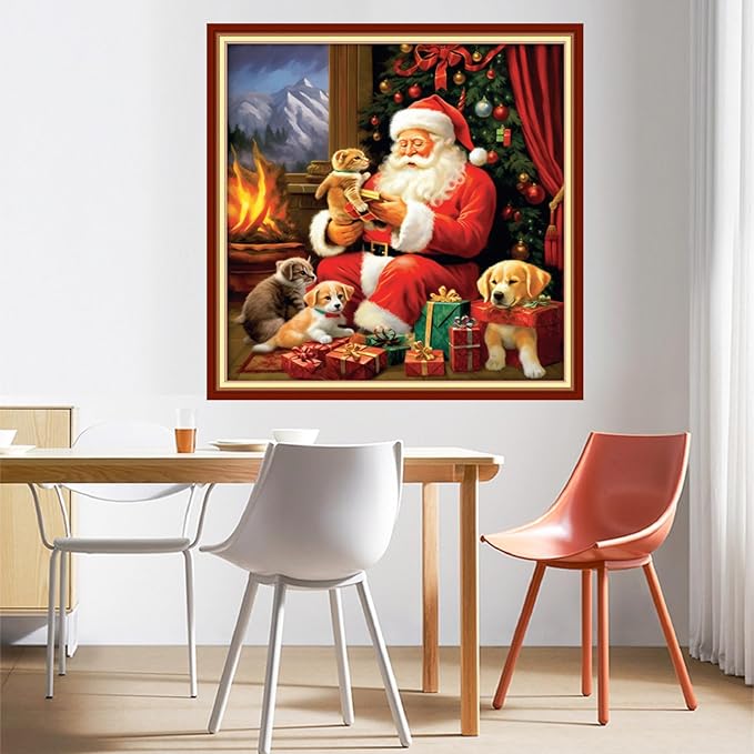 DMCVIVR Stamped Cross Stitch Kits for Beginners Adults Needlepoint Kits for Beginners Embroidery Kits for Adults Crossstitch Kit for Beginners 11CT-Santa Claus 18x18 inchs