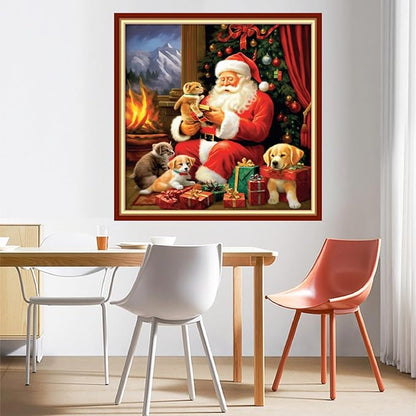 DMCVIVR Stamped Cross Stitch Kits for Beginners Adults Needlepoint Kits for Beginners Embroidery Kits for Adults Crossstitch Kit for Beginners 11CT-Santa Claus 18x18 inchs
