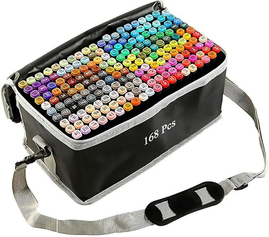 VBESTARTLY 168 Colors Alcohol Markers with Base, Permanent Dual Tip Art Markers for Adults Anime Coloring Sketch Illustrations Pefect for Gift- Refillable