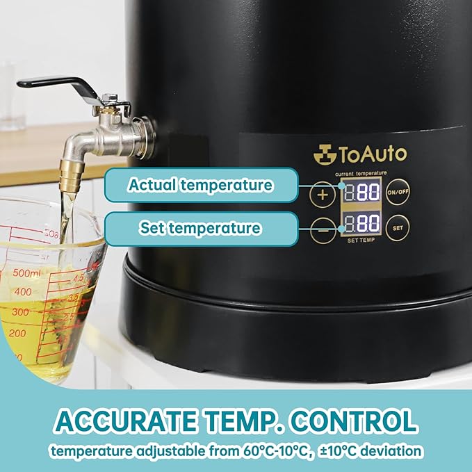 TOAUTO 20Lbs Digital Wax Melter for Candle Making Commercial Electric Wax Melting Pot with Accurate Temperature Control Panel Fast Pouring Spout Easy Clean 1100W 120V