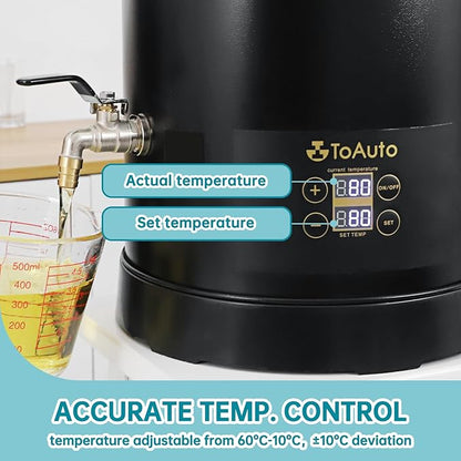 TOAUTO 20Lbs Digital Wax Melter for Candle Making Commercial Electric Wax Melting Pot with Accurate Temperature Control Panel Fast Pouring Spout Easy Clean 1100W 120V