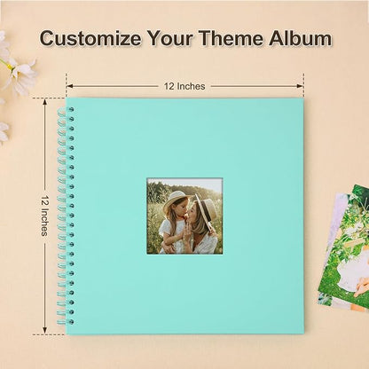 Scrapbook Album 12x12 Inches Photo Album Hardcover Kraft with Window Scrap Book Blank Memory Book for Baby Wedding Guest Book Couples Graduation Travel DIY Anniversary, 100 Pages LightBlue