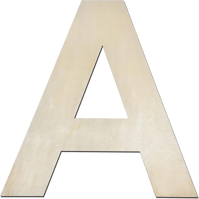 12 Inch Wooden Letter A, 1/4 Inch Thick Large Unfinished Wood Letter for Home Wall Decor, DIY Crafts