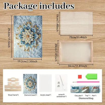 DoxQcs DIY Diamond Art Wooden Food Tray with Handle Diamond Painted Table Decoration Tray for Breakfast Bar Dinner Table Diamonds Art Painting for Beginners-Mandala