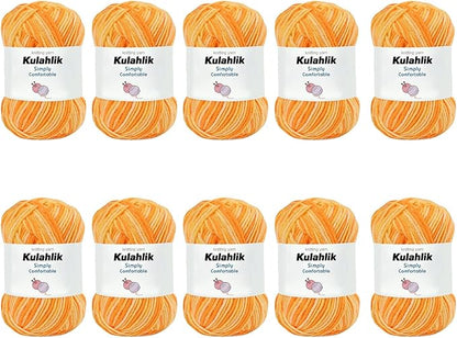 500g(10x50g) Acrylic Yarn for Crocheting and Knitting, Colorful Gradient Yarn Thread, 10 Rolls Skeins, Multicolor Hilo Acrílico, Perfect for DIY Crafts Project