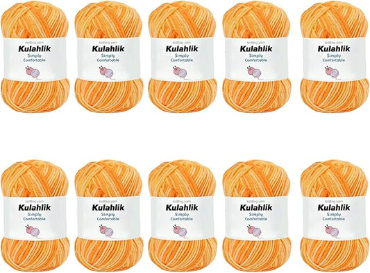 500g(10x50g) Acrylic Yarn for Crocheting and Knitting, Colorful Gradient Yarn Thread, 10 Rolls Skeins, Multicolor Hilo Acrílico, Perfect for DIY Crafts Project