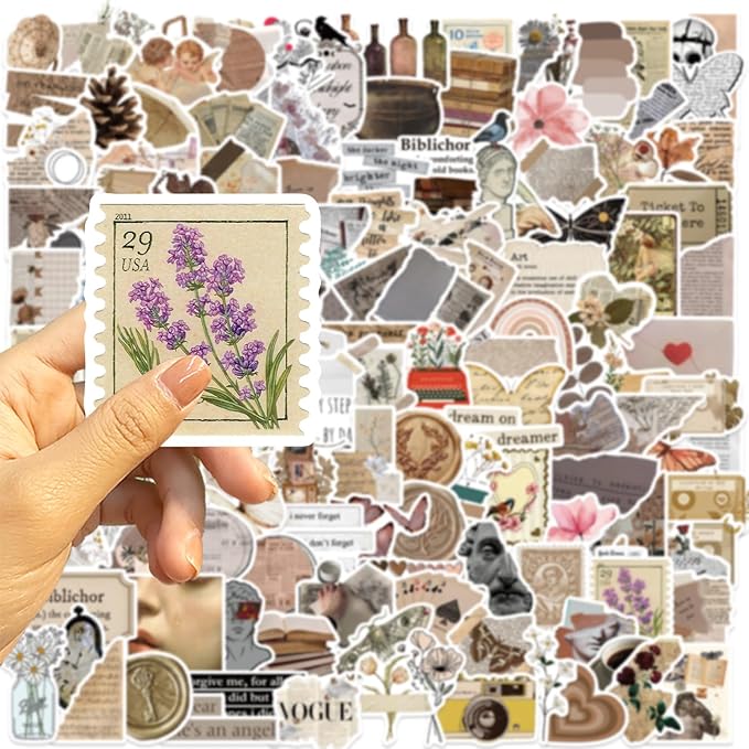 170 Pcs Vintage Aesthetic Scrapbook Stickers | Waterproof Vinyl Stickers for Journals, Planners & Water Bottles | Scrapbooking Supplies for DIY Crafts, Junk Diary | Teens & Adults Decoration