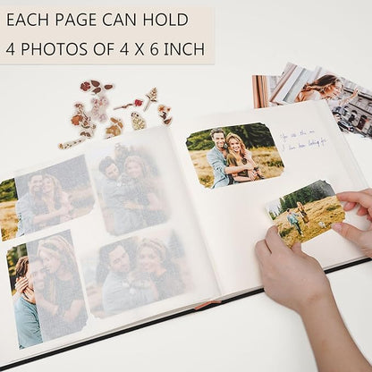 Vienrose Premium Scrapbook Photo Album with Writing Space 12"x12", DIY Scrapbook Album with 100 Pages, Large Photo Book for Baby Family Travel Vacation, Valentine Gift Black