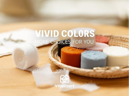 Vitalizart Dusty & Baby Blue Chiffon Silk Ribbon 1" x 21 Yd Fringe Fabric Package (3 Rolls * 7 Yd) for Wedding Invitations Bridal Bouquets Decorations Gifts Wrapping & Bow Making