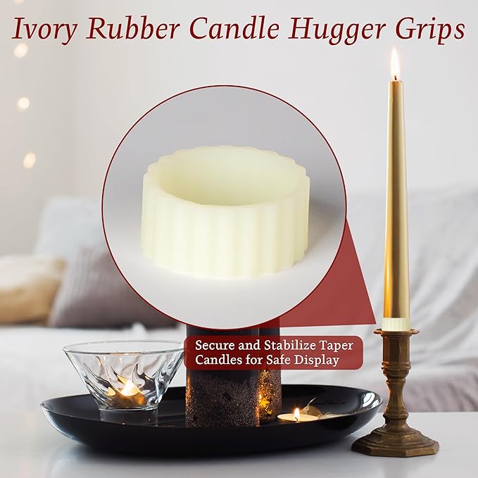20pcs Silicone Candle Grippers Candles Hugger Rings Holders for Taper Candles & Candle Cups Rubber Gaskets for Peg Candle Holders