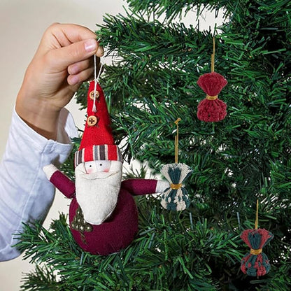 FREEBLOSS 6 Set Macrame Christmas Hat & Keychain DIY Kit with Instructions