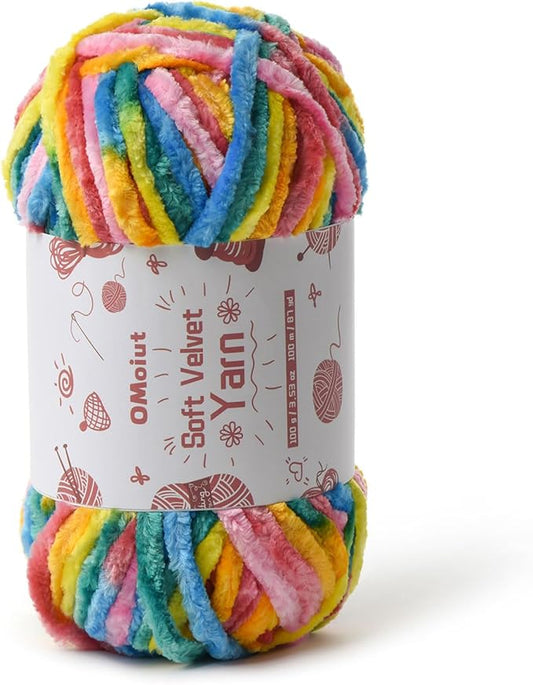 100g Fluffy Velvet Chenille Yarn for Crocheting and Knitting, 80m (87.5yd) Baby Yarn for Crocheting Soft, Crochet Chunky Yarns Amigurumi Yarns (Rainbow 1)