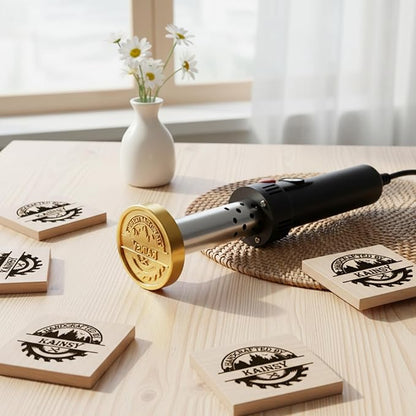 KAINSY Custom Temperature-Controlled Electric Branding Iron for Wood Food, Personalized Logo Metal Stamp, Custom Branding Iron for Cake Leather BBQ, Wood Burning Stamp, DIY Handmade Gifts Branding Kit