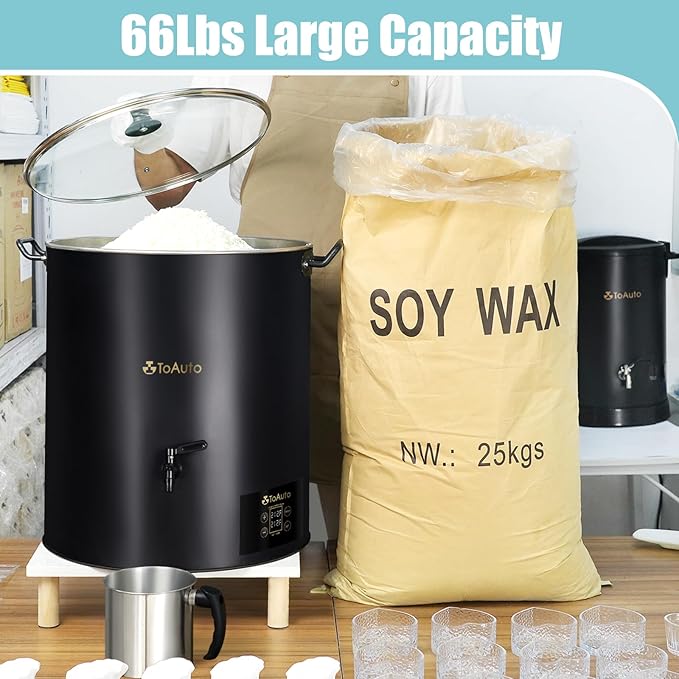 TOAUTO 60 Lbs Commercial Digital Wax Melter, 30L Extra Large Electric Candle Making Machine for with Adjustable Temperature Control, Fast-Pour Spout & Easy Clean for Candle Business 1100W 120V