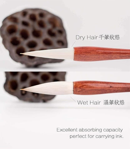 Qi Ming Wen Fang Chinese Brush, Chinese Calligraphy Brush, QingRen Couplet Brush for Font Size 12-14cm, Writing Brush 大楷对联笔 (QingRen Large 1pc)