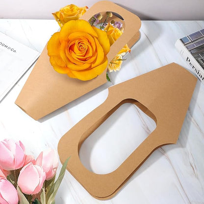 Cyblinia 20 Pcs Flower Bouquet Gift Bags with Handle - Valentine Floral Gift Bags for Florist Shop Packaging Supplies