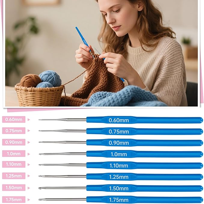 GMAK Crochet Kit for Beginners Adults, 59 PCS Crocheting Sets Include Yarn, Hooks and Tools, Portable Crochet Starter Kit for Making Variety Projects Crocheting Supplies, Pink Alpaca