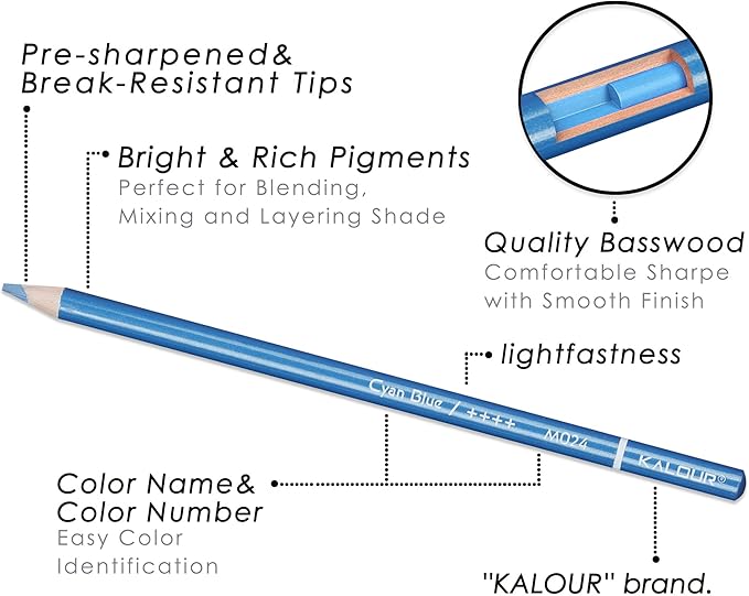KALOUR 50 Piece Metallic Colored Pencils for Adult Coloring,Soft Core with Vibrant Color,Ideal for Drawing Blending Sketching Shading,Coloring Pencils for Adults Beginners