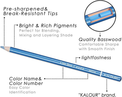 KALOUR 50 Piece Metallic Colored Pencils for Adult Coloring,Soft Core with Vibrant Color,Ideal for Drawing Blending Sketching Shading,Coloring Pencils for Adults Beginners