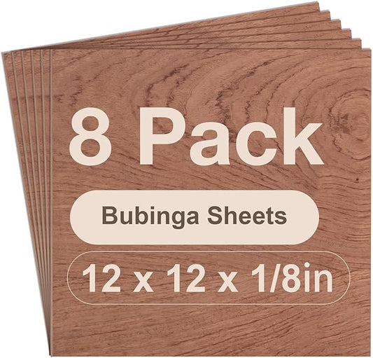 ROBOTIME 8-Pack Bubinga Plywood for Laser Cutting - 12 x 12 x 1/8 Inch Laser Engraving Blanks - Unfinished Wood for Crafts