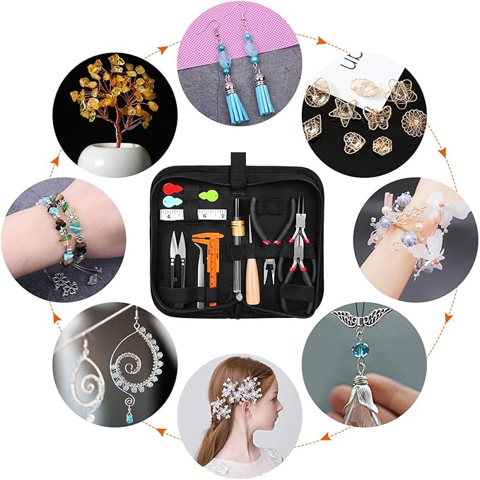 Audab Jewelry Making Kit with Tools, Wires, Charms and Findings for Jewelry Making and Repair