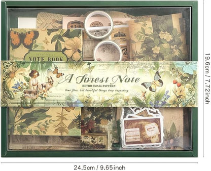 icceemee Scrapbooking Supplies Kit, Green Garden Scrapbooking Kit for Bullet Junk Journaling, Stationery, A6 Grid Notebook, Flower DIY Journaling Supplies, Birthday Craft Gift for Teen Girls