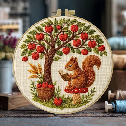 Huacan Beginner Embroidery Kit for Adults, Easy to Learn Squirrel Embroidery Patterns Instruction, Needlepoint Kits for Adults Include Embroidery Hoop, Colorful Threads, Tools - Image 2
