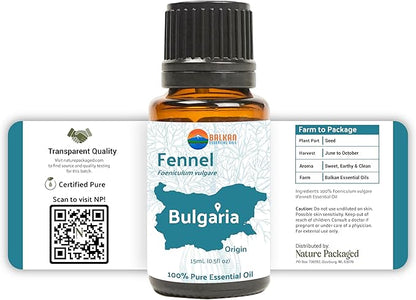 Nature Packaged Fennel Essential Oil (Sweet Fennel) - Direct from Balkan Essential Oils - Pure Aromatherapy Diffuser Oils | 100% Pure Therapeutic Grade Natural Aceite de Hinojo - 22lbs