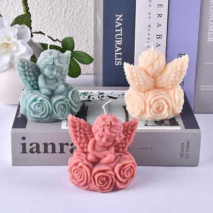 2PCS Angel Silicone Candle Molds Epoxy Resin Wax Mold Silicone Shapes Mold for Candle Craft Making Festival Gift Decoration