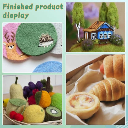 Mayboos Needle Felting Kit, Wool Roving 20 Colors Set, Wool Felting Kit Felt Molds with Portable Storage Box for DIY Craft Home Decoration (Green Bag)