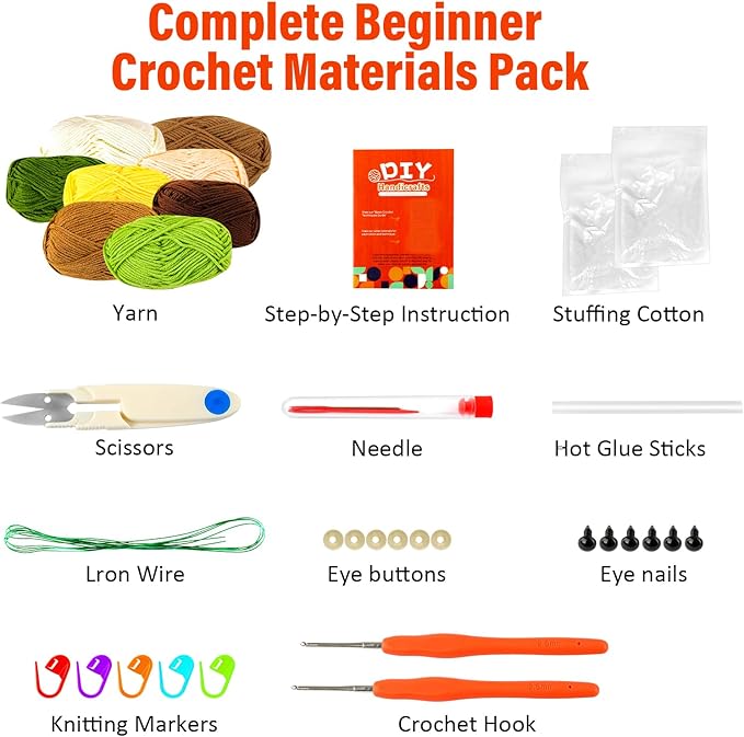 Inawenxlg Crochet Kit for Beginners with Video Tutorials – Amigurumi Starter Set to Make 6 Hanging Potted Plants