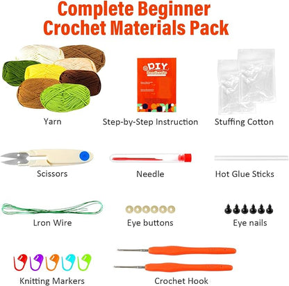 Inawenxlg Crochet Kit for Beginners with Video Tutorials – Amigurumi Starter Set to Make 6 Hanging Potted Plants