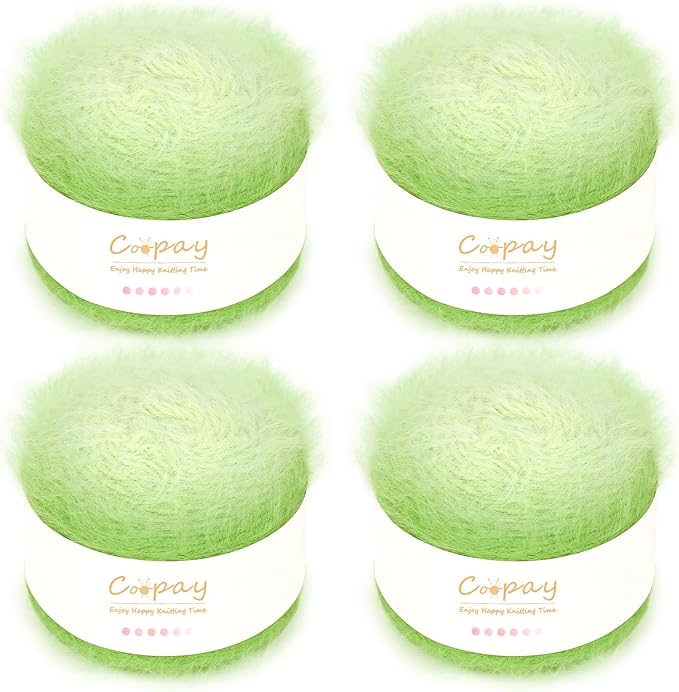 Coopay Ombre Yarn for Crocheting and Knitting - 4 Pack Dual Gradient Yarn Cake with Plush of 100g/3.52oz - 190m/207yds - 38% Wool, 40% Nylon, 22% Acrylic for Sweaters, Hats, Scarves (Cyan Duckweed)