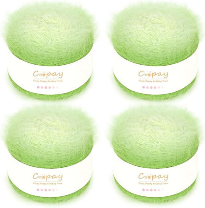 Coopay Ombre Yarn for Crocheting and Knitting - 4 Pack Dual Gradient Yarn Cake with Plush of 100g/3.52oz - 190m/207yds - 38% Wool, 40% Nylon, 22% Acrylic for Sweaters, Hats, Scarves (Cyan Duckweed)